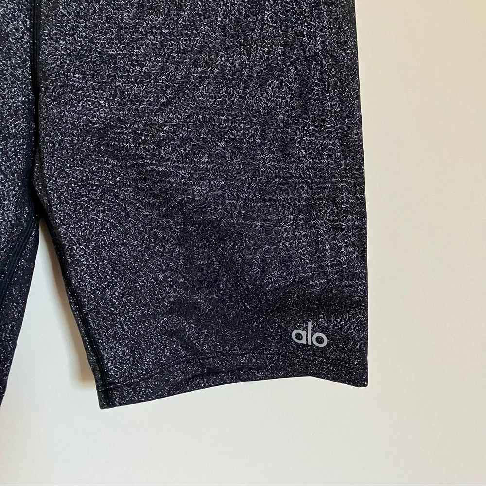 ALO Yoga Charcoal Glitter Tie High Waist Bike Shorts size Small